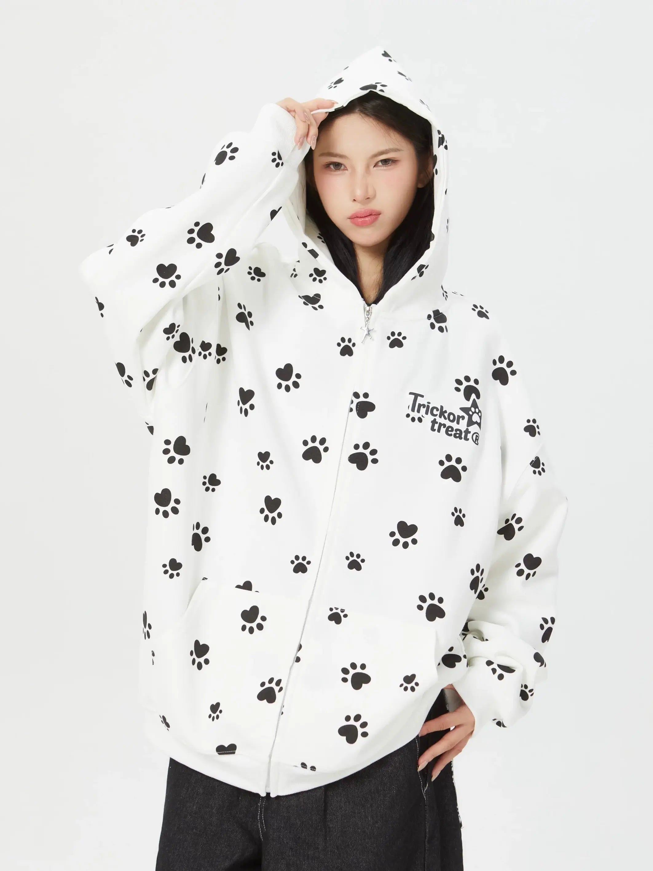 '101' Kawaii Streetstyle Dog Prints Hoodie Jacket