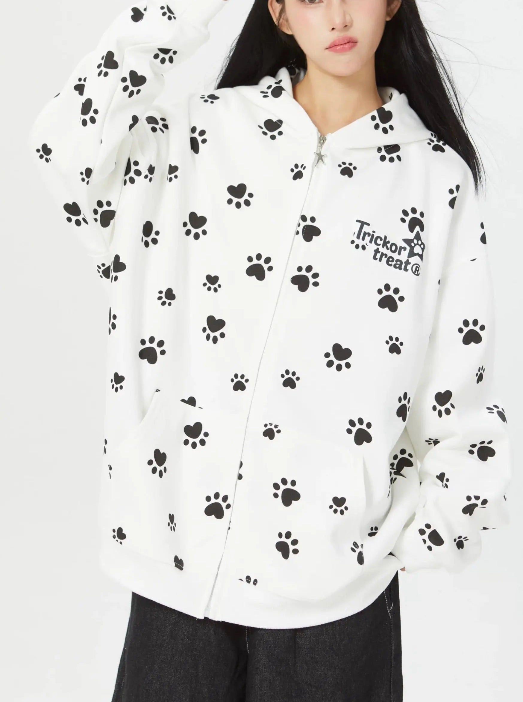 '101' Kawaii Streetstyle Dog Prints Hoodie Jacket