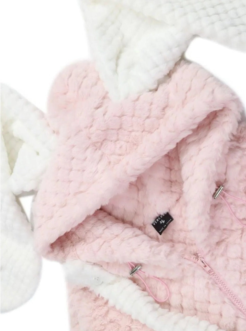 'Pink Crush' Big Rabbit Ears Plush Cotton Coat