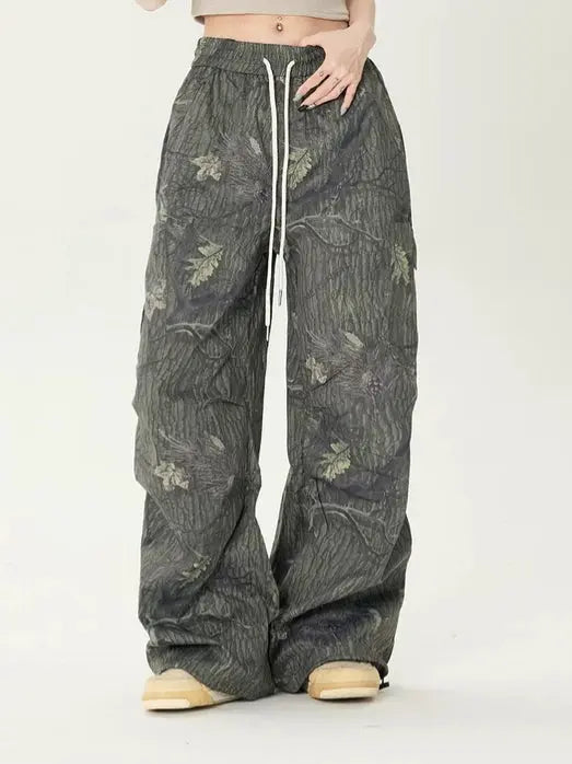 'Adventure' Graffiti Forests Oversized Drawstring Pants