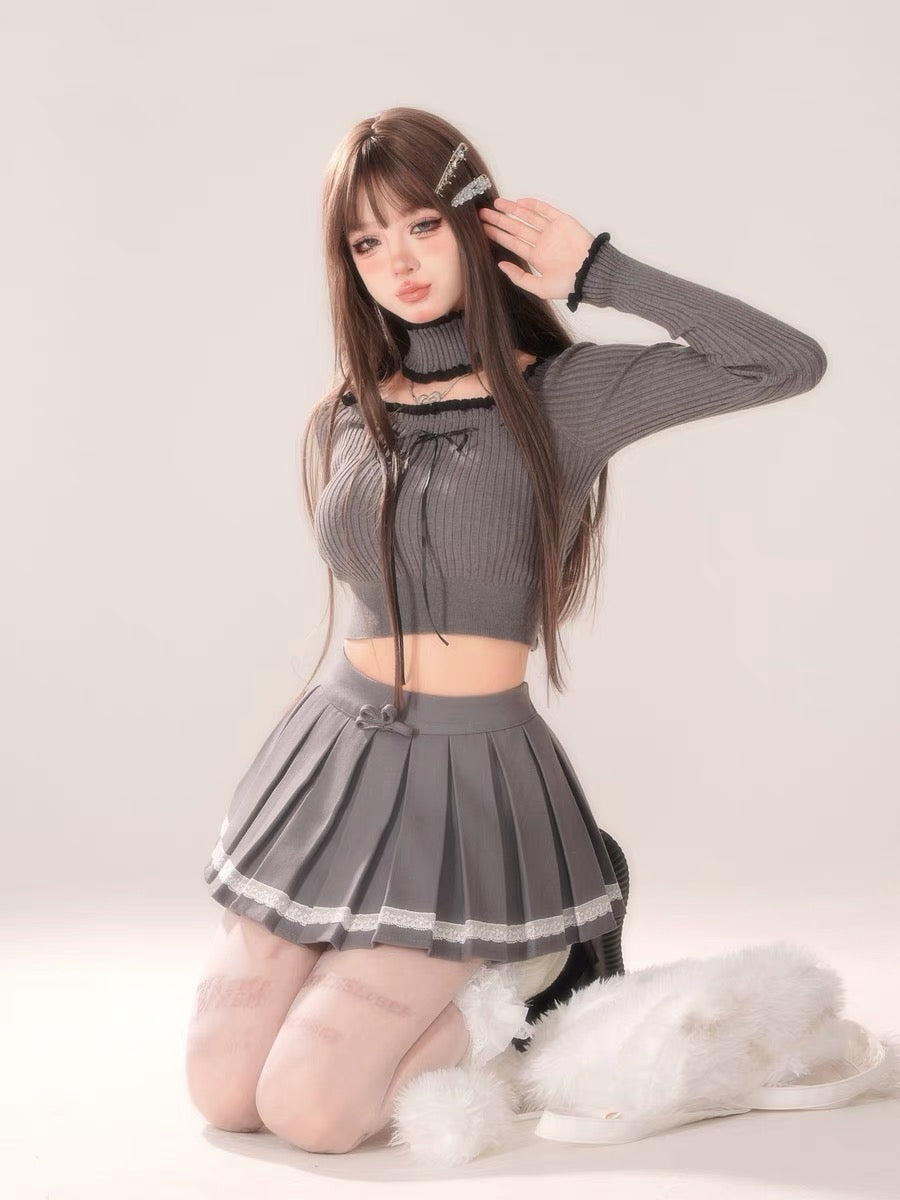 'Agashi' Bowtie Flattering Choker Knitted Top