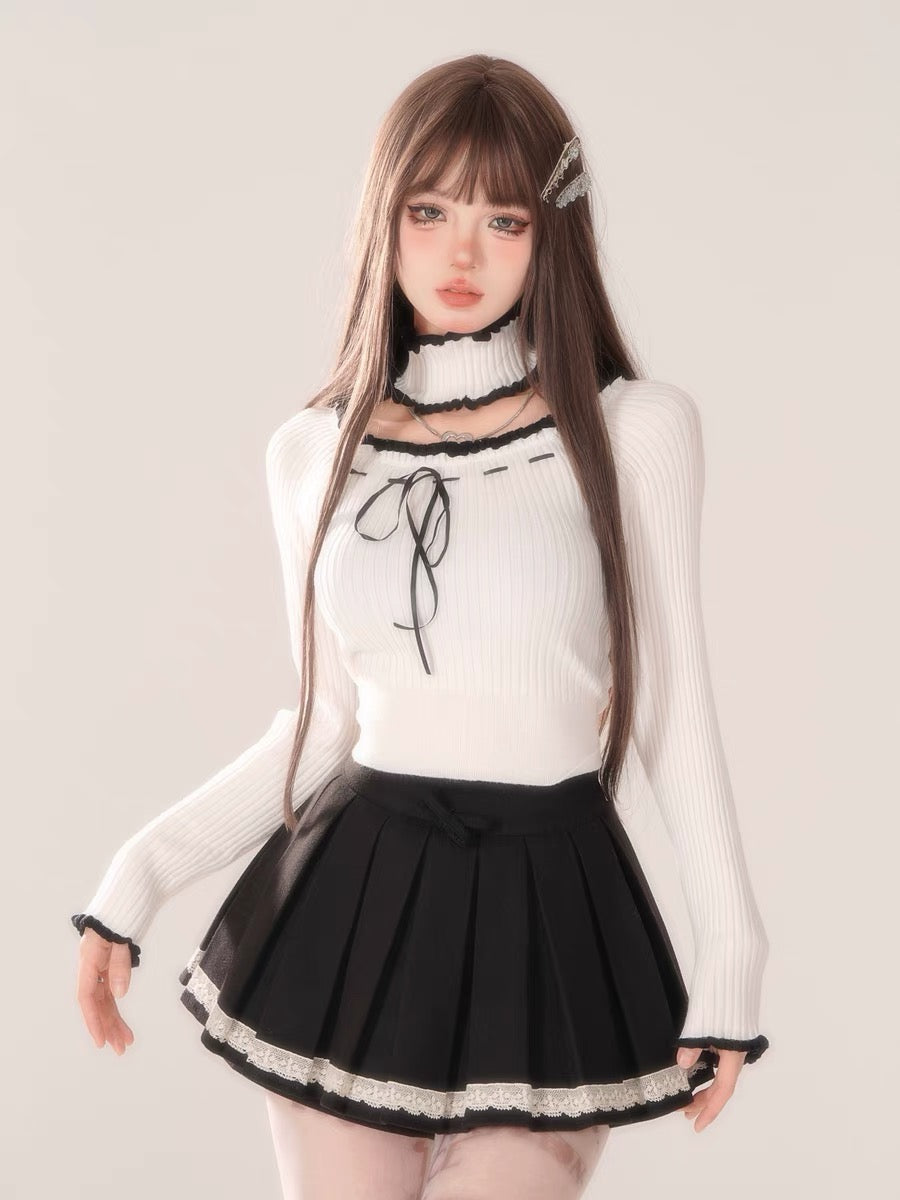 'Agashi' Bowtie Flattering Choker Knitted Top