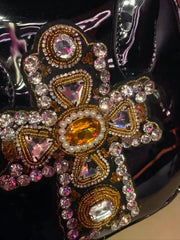 'Amber' Handmade Rhinestone Cross Handbag