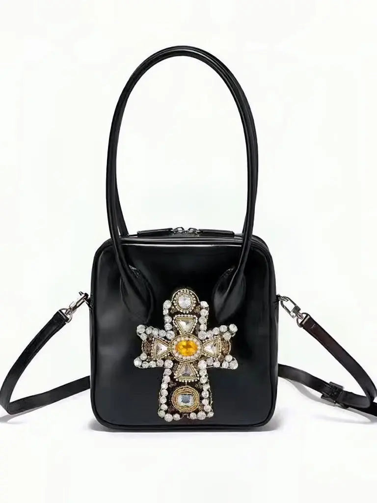 'Amber' Handmade Rhinestone Cross Handbag