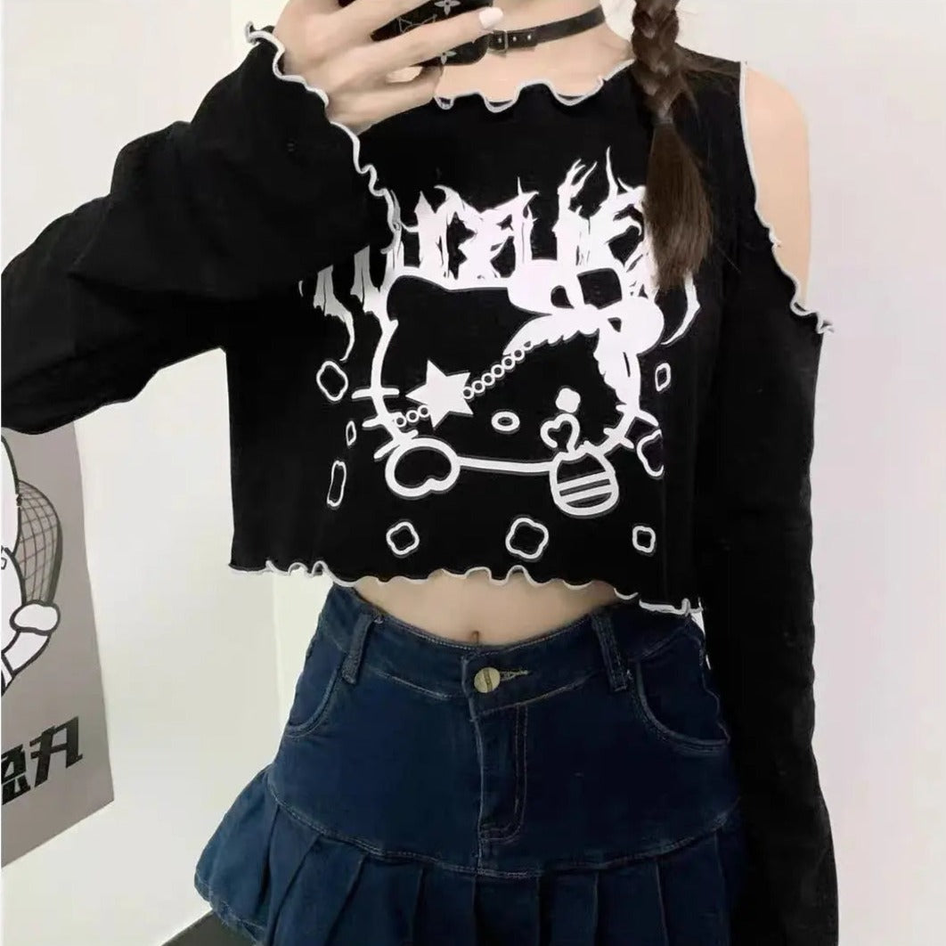 'Aphrodite' dark kitten Long Sleeves Top