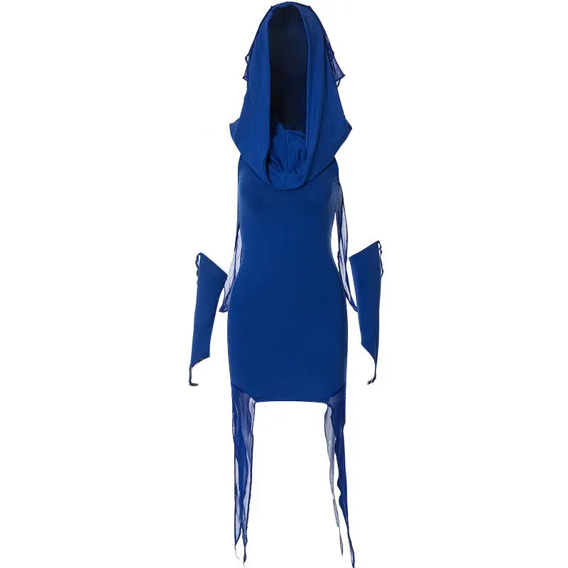 'Aqua' Klein Blue Hooded Wasteland Punk Dress