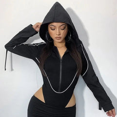 'Astral' Cyberpunk Hooded Zipper Top