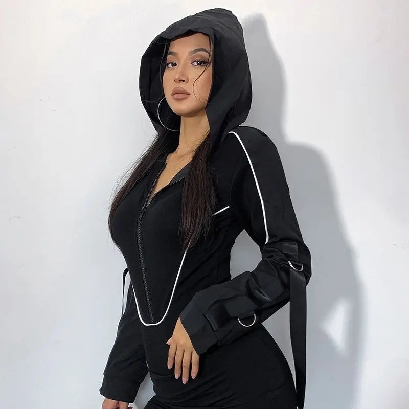 'Astral' Cyberpunk Hooded Zipper Top