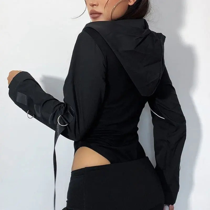 'Astral' Cyberpunk Hooded Zipper Top