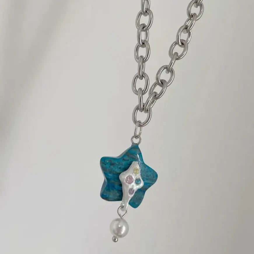 'Atlantic Blue' Blue Star y2k Choker Necklace