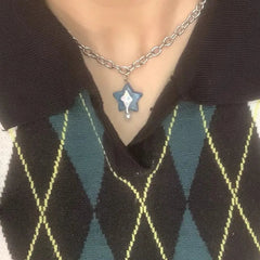 'Atlantic Blue' Blue Star y2k Choker Necklace