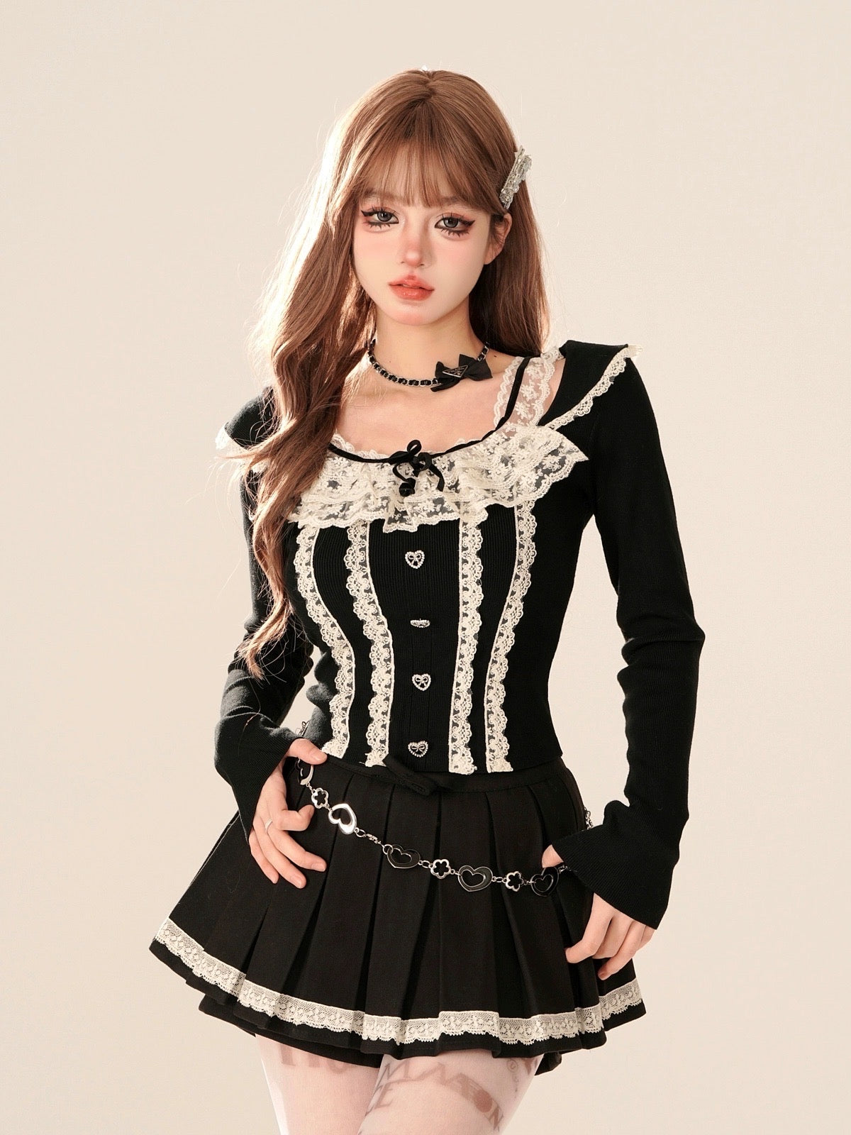 'Babe Lolita' Balletcore Lace Bowtie Shirts