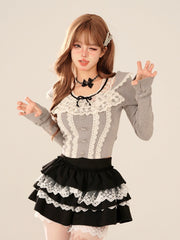 'Babe Lolita' Balletcore Lace Bowtie Shirts