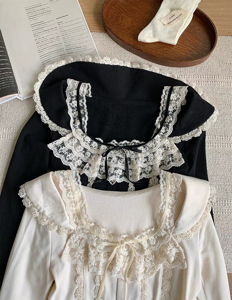 'Babe Lolita' Balletcore Lace Bowtie Shirts