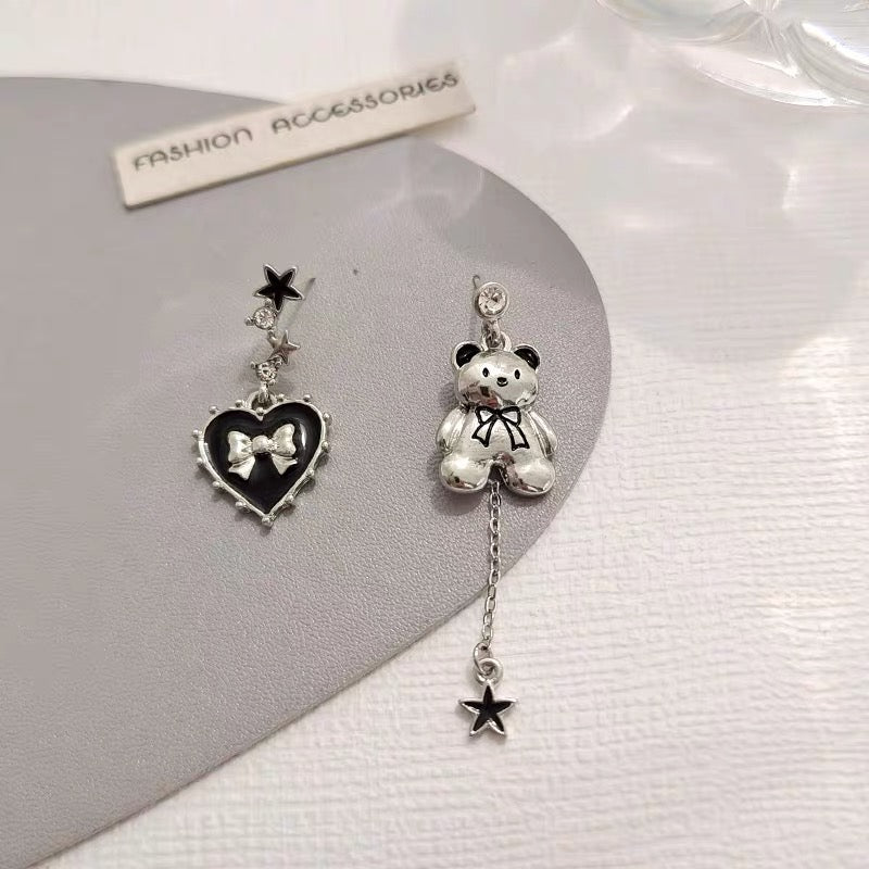 'Baby Doll' Kawaii Bear & Heart Earrings