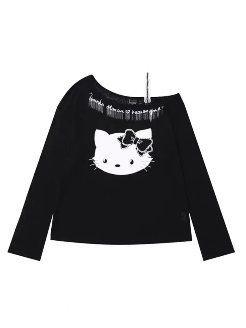 'Baddie Cat' Kitty Face Oversized Smock Sweater