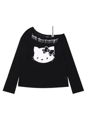 'Baddie Cat' Kitty Face Oversized Smock Sweater