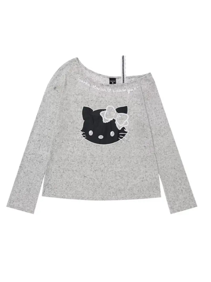 'Baddie Cat' Kitty Face Oversized Smock Sweater