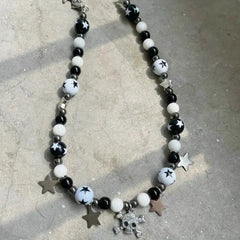 'Baddies Alert' Black & White Handmade Skull Necklace