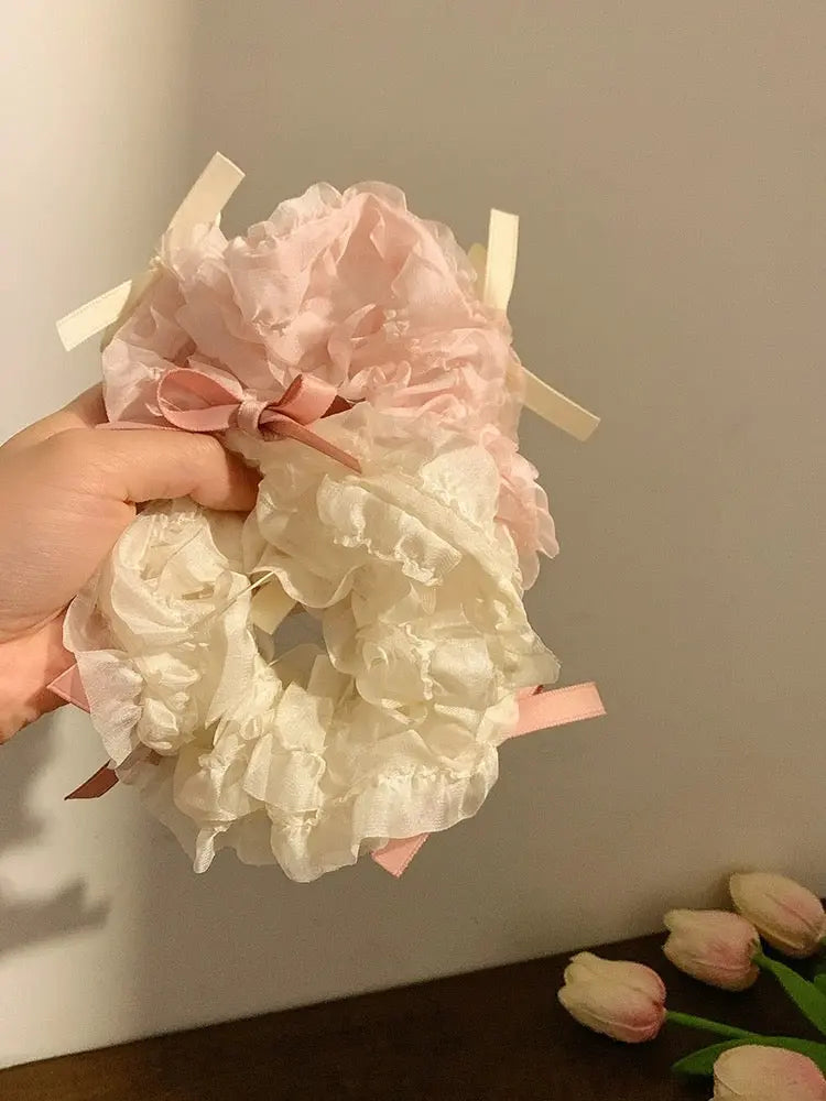 'Bakery Shop'Coqutte Ribbon Chiffon Ruffles Scrunchies Hairtie