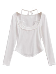 'Ballet Dream' Coquette Bowtie Halter Long Sleeve Shirt