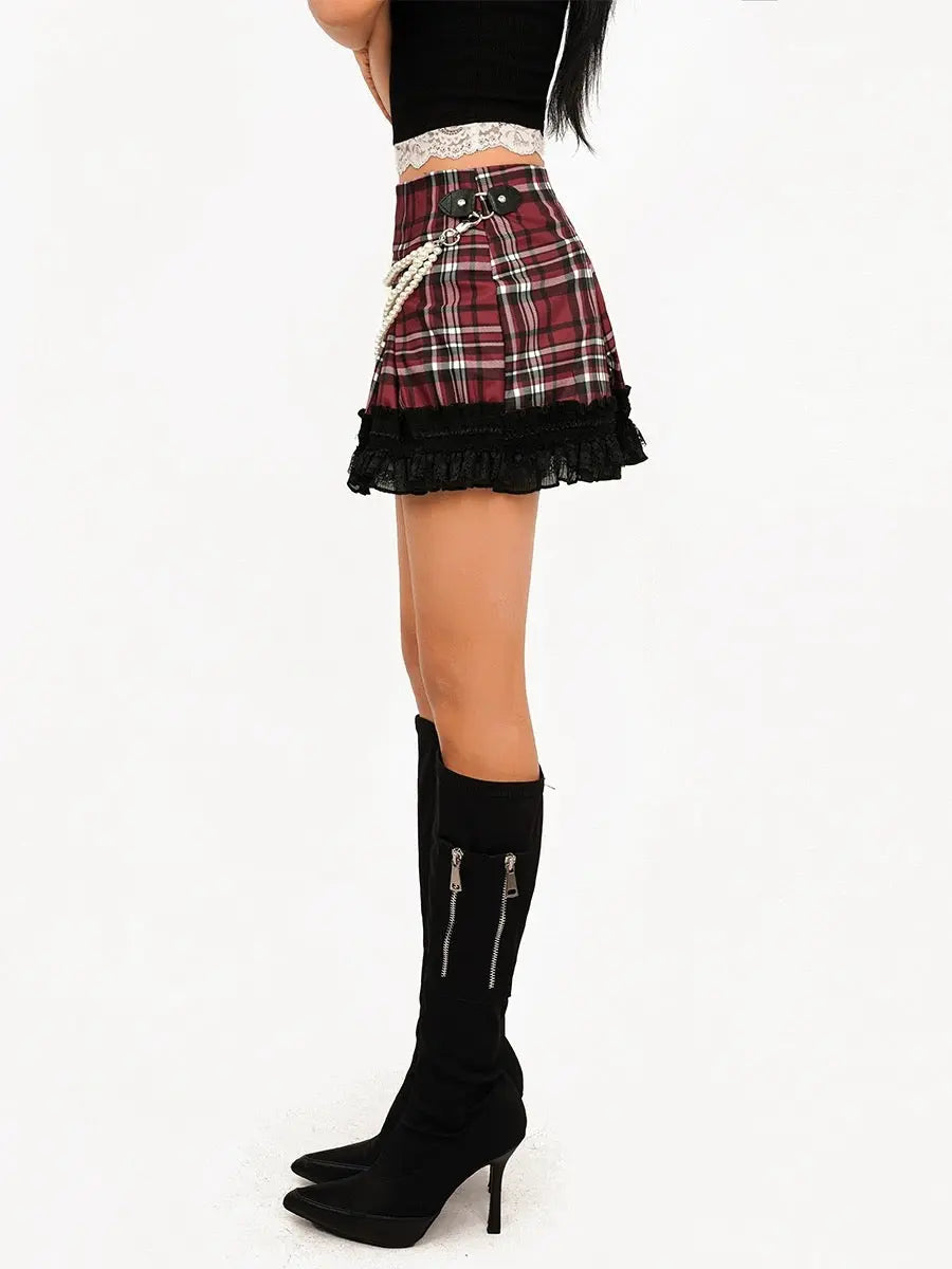 'Band Princess' Punk Pearl Beads Mini Skirt