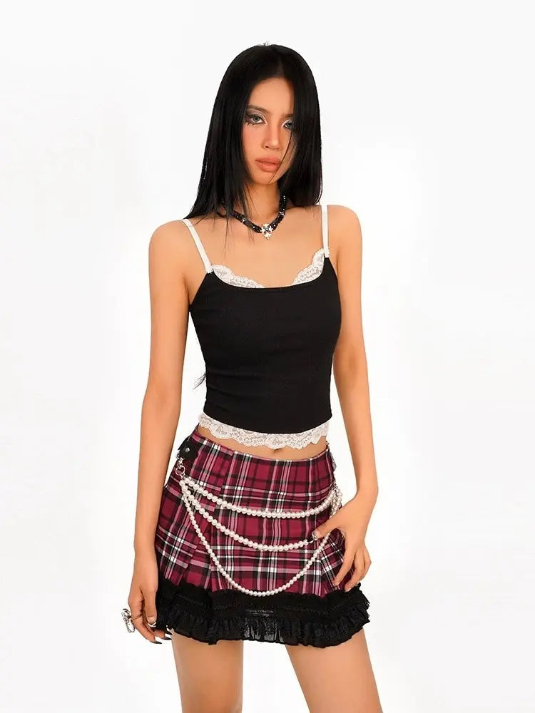 'Band Princess' Punk Pearl Beads Mini Skirt