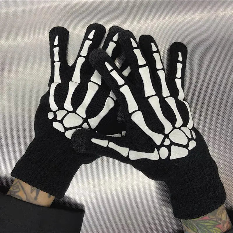 'Bare Hands' Dark Kawaii Goth Skull Skeleton Gloves