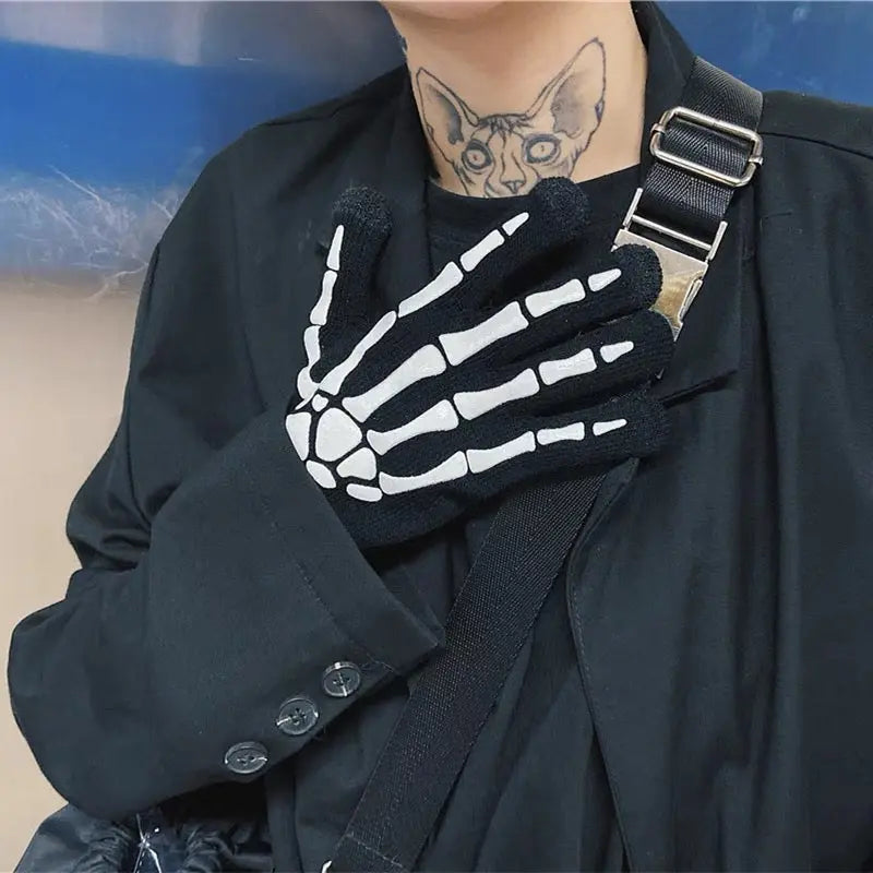 'Bare Hands' Dark Kawaii Goth Skull Skeleton Gloves