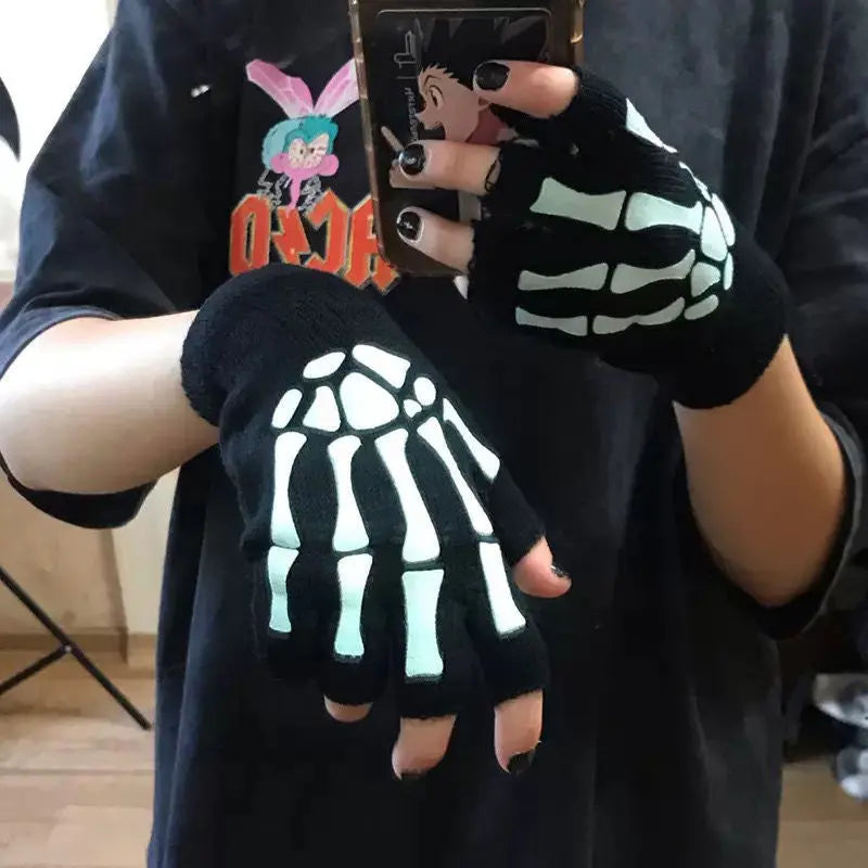 'Bare Hands' Dark Kawaii Goth Skull Skeleton Gloves