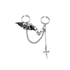 'Bat Doll' Kawaii Goth bat Wings & Cross Rings Set