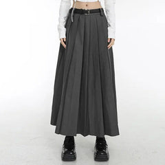 'Battle Angel' Dark Pleated Midi Skirt