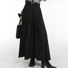 'Battle Angel' Dark Pleated Midi Skirt