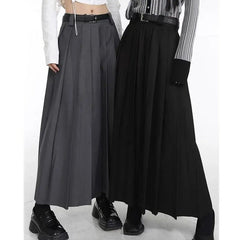 'Battle Angel' Dark Pleated Midi Skirt