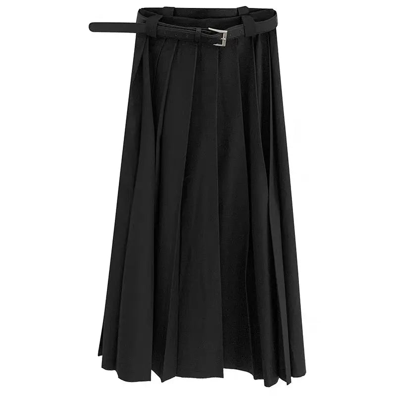 'Battle Angel' Dark Pleated Midi Skirt