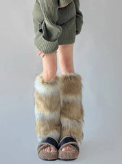 'Beasts' Aliyah Core Fluffy Vegan Faux Fur Leg Warmers