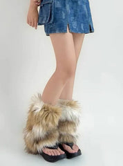 'Beasts' Aliyah Core Fluffy Vegan Faux Fur Leg Warmers