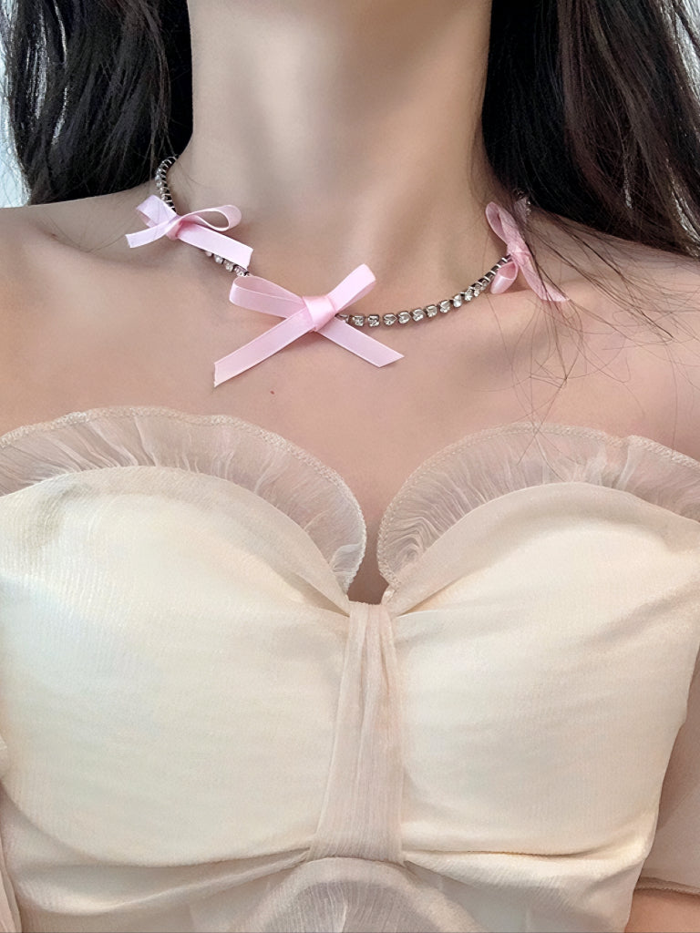 'Bedtime Angel' Coquette Bowtie Choker Necklace