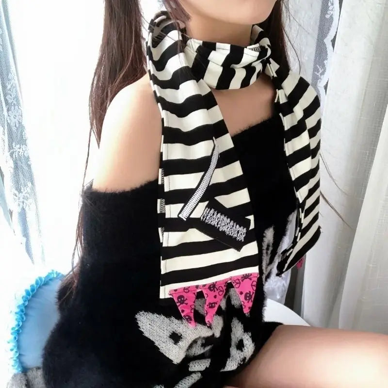 'Belly' Y2K Harajuku Stripe Scarf