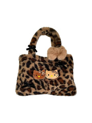 'Best Friend' Y2k Cheetah Prints Fluffy Handbag