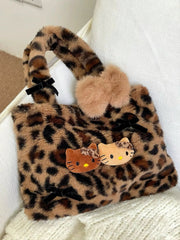 'Best Friend' Y2k Cheetah Prints Fluffy Handbag