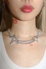 'Big Star' Rhinestone Sequins y2k Choker Necklace