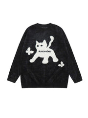 'Black Cat Market' Cat Prints Sweater