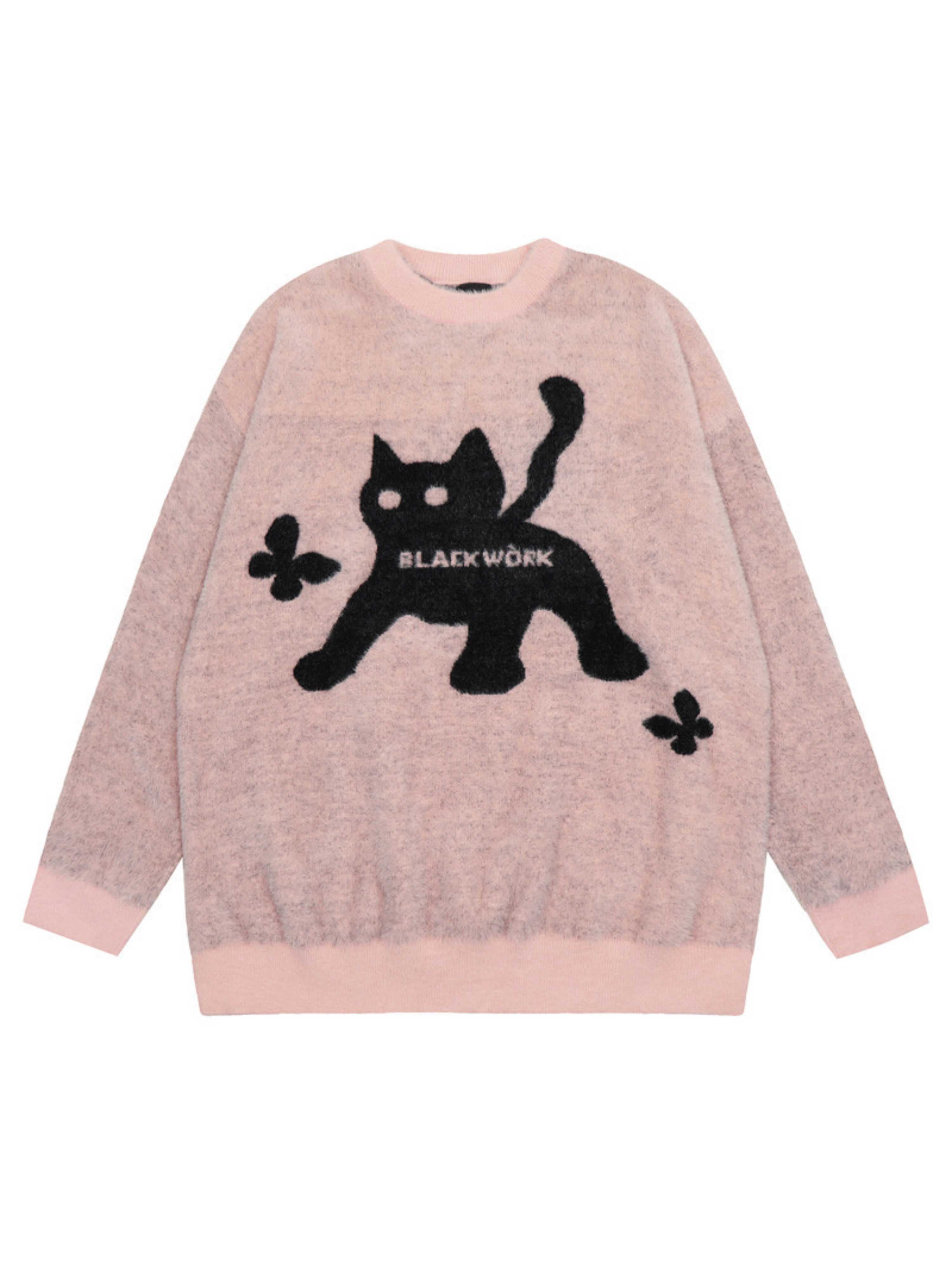 'Black Cat Market' Cat Prints Sweater