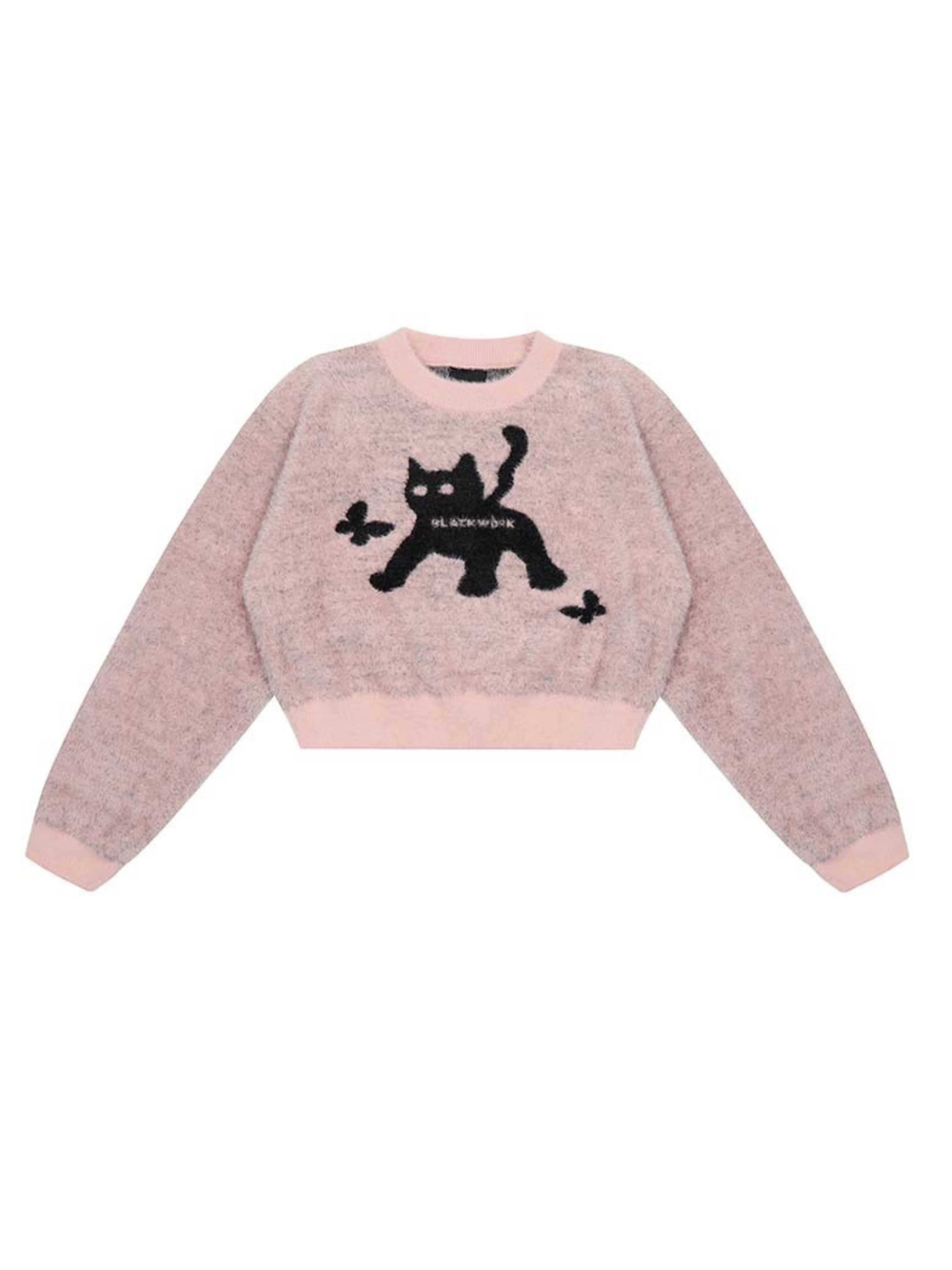 'Black Cat Market' Cat Prints Sweater