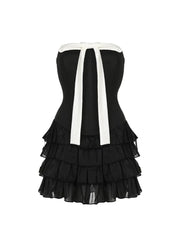 'Black Forrest' Black & White Ribbon Corset Bodysuit Dress