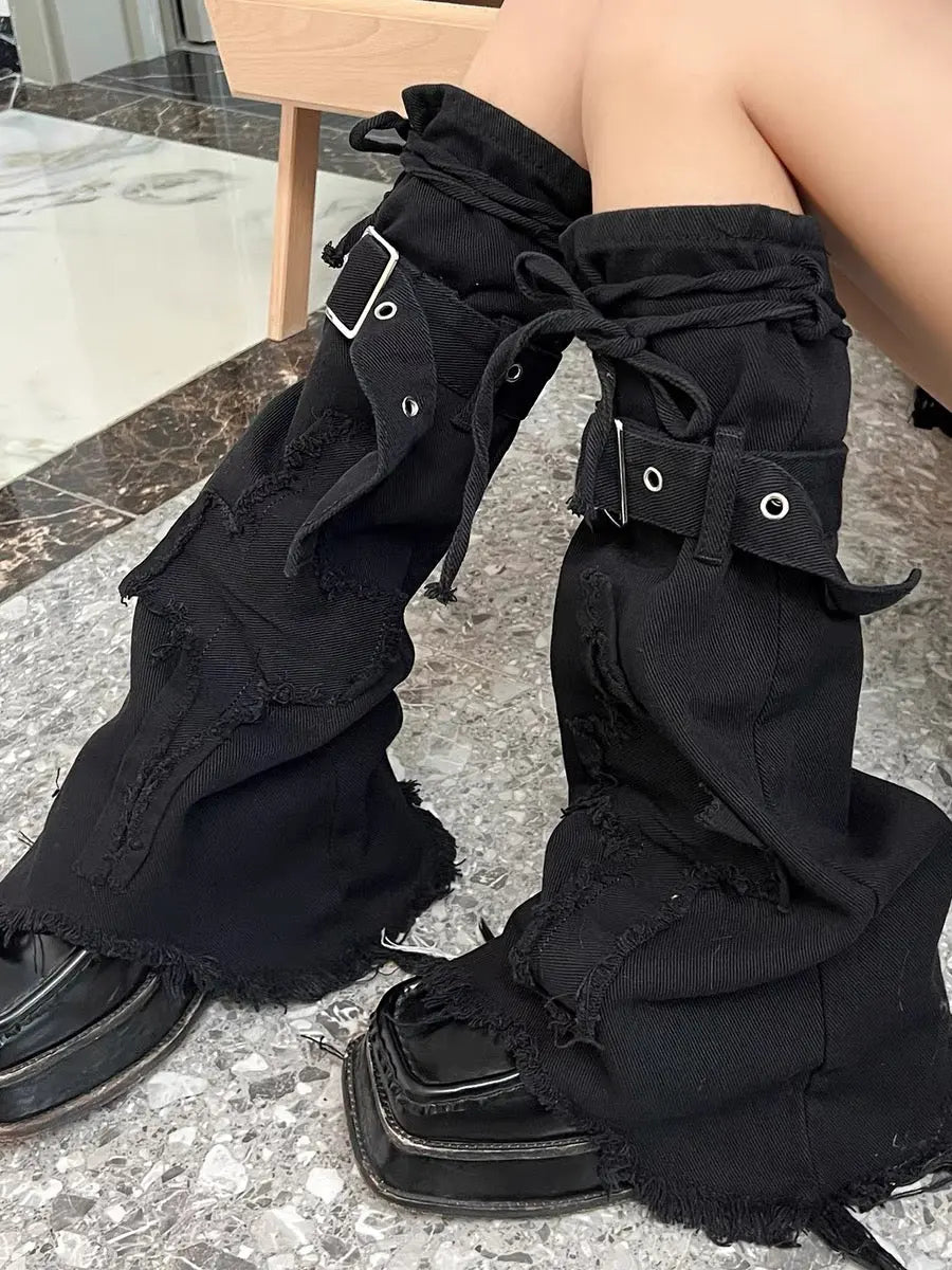 'Black Jeans' Grunge Ripped Denim Leg Warmers