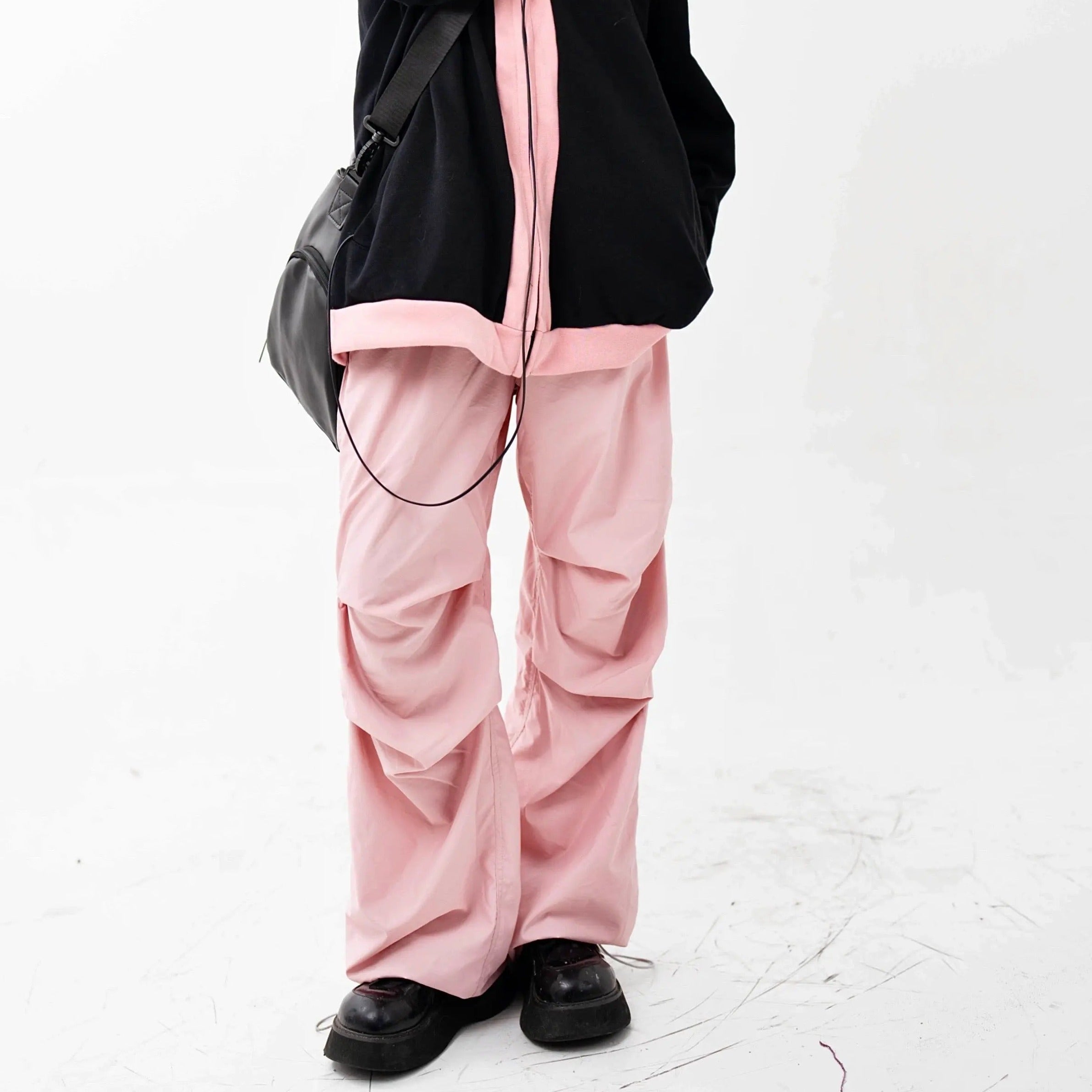 'Blush' Soft Pink Drawstring Cargo Pants