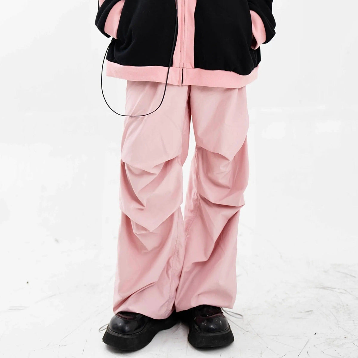 'Blush' Soft Pink Drawstring Cargo Pants