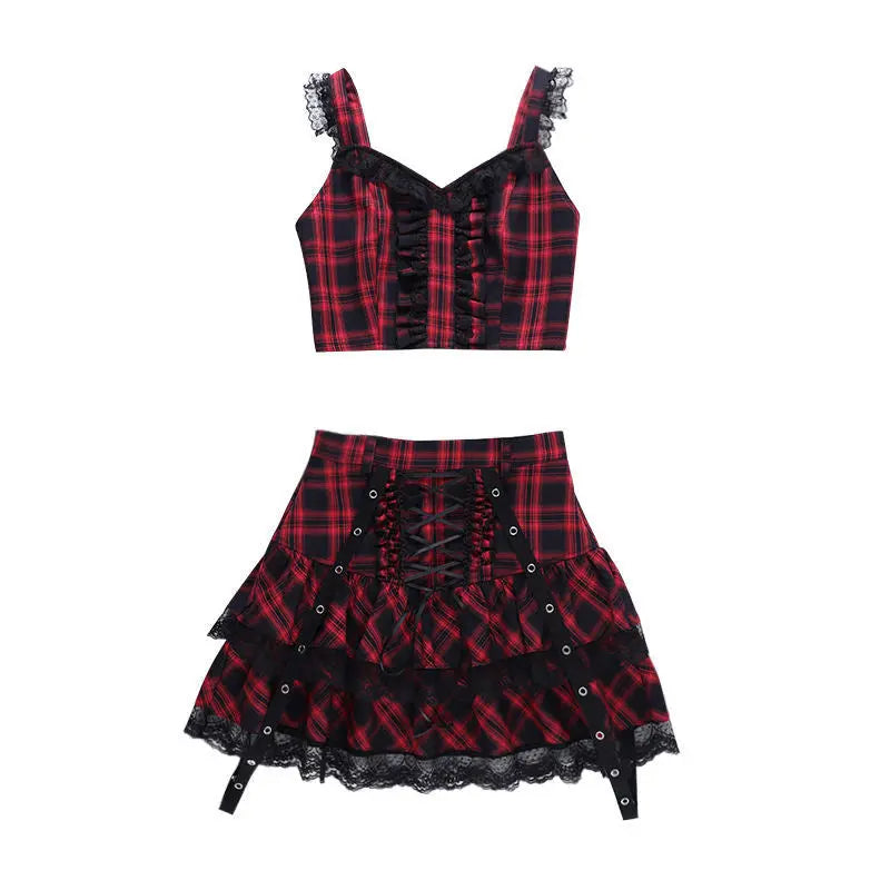 'BonBon' Red Plaid Two-Piece Suit